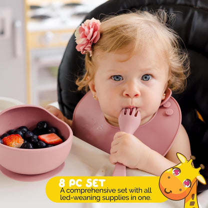 Silicone Feeding Set in Yellow including all Baby Dinnerware set - Food Grade Silicone (6 Piece Set)