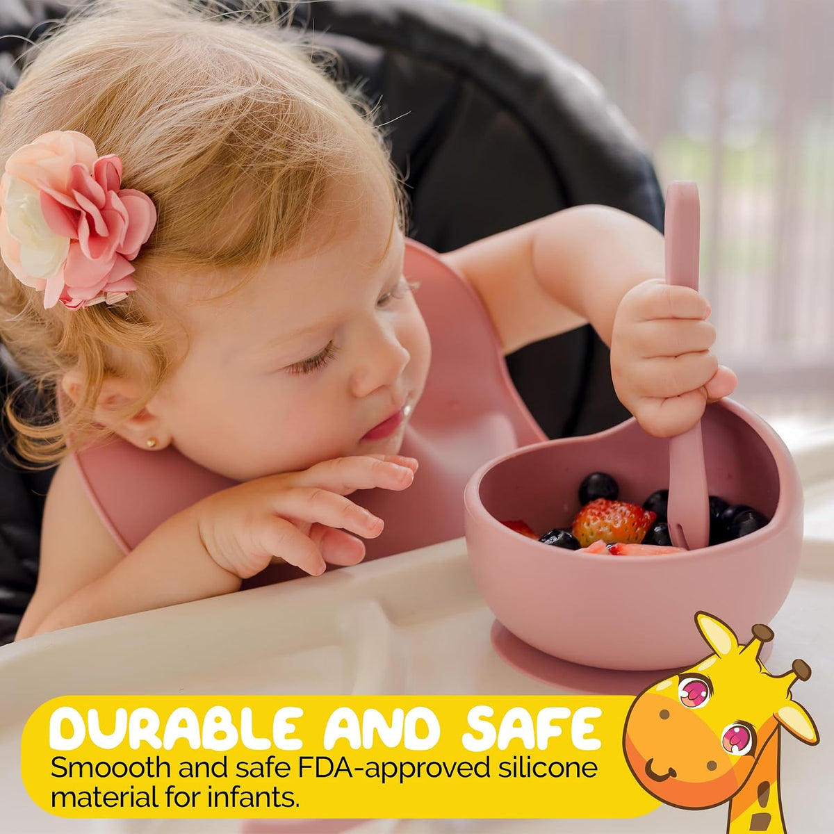 Silicone Feeding Set in Yellow including all Baby Dinnerware set - Food Grade Silicone (6 Piece Set)