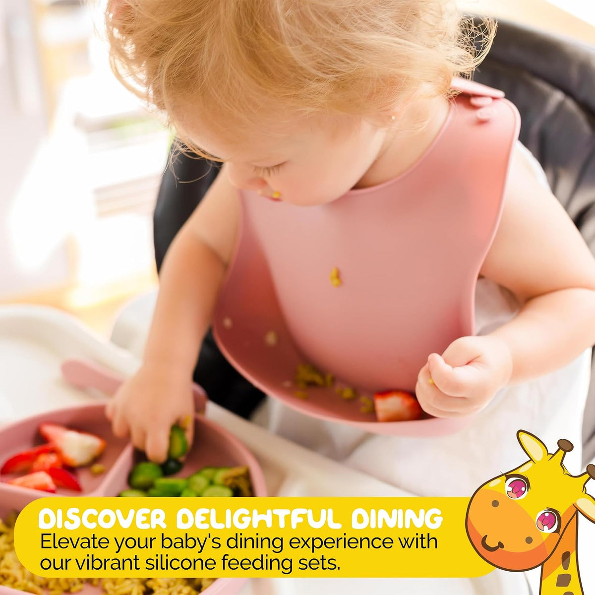 Silicone Feeding Set in Yellow including all Baby Dinnerware set - Food Grade Silicone (6 Piece Set)