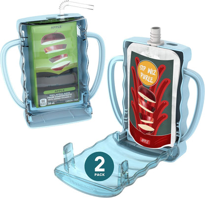 Sip Wiz - Baby Pouch Holder No Squeeze Pouch Food Pouches & Juice Box Holder - Anti-Squeeze Yogurt Pouch Reusable Toddler Essentials