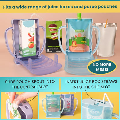 Sip Wiz - Baby Pouch Holder No Squeeze Pouch Food Pouches & Juice Box Holder - Anti-Squeeze Yogurt Pouch Reusable Toddler Essentials