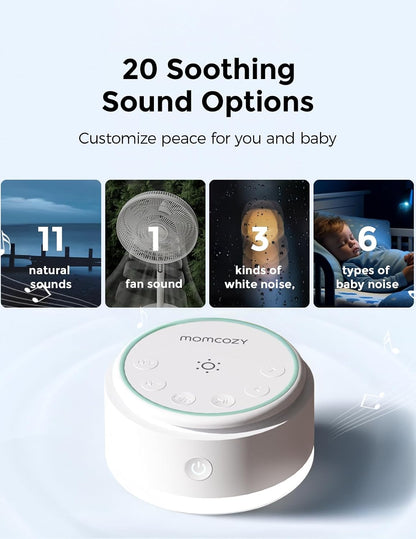 Sound Machine for Baby-20 Soothing Sounds & Touch Warm Light Portable White Noise for Kids & Adults for Sleeping Timer and Memory | Ideal Travel Companion & Nursery Must-Have