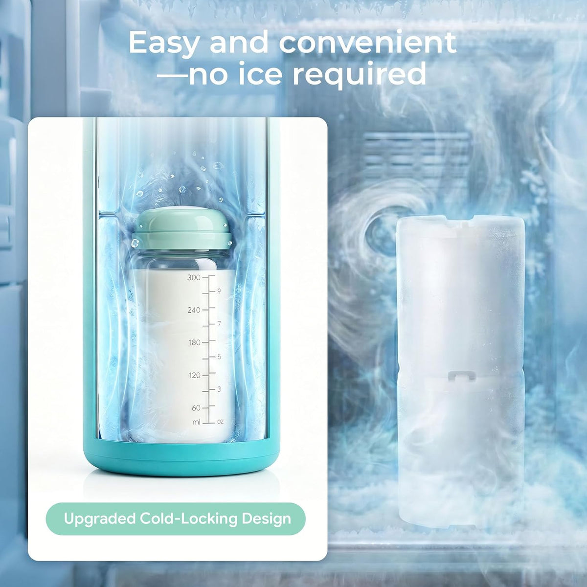 Breast Milk Cooler with 2 Bottles, Portable Breastmilk Chiller 22 oz, 24H Insulated Milk Storage Container, Leak-Proof BPA-Free, TSA Friendly Travel & Work, for Pumping Moms