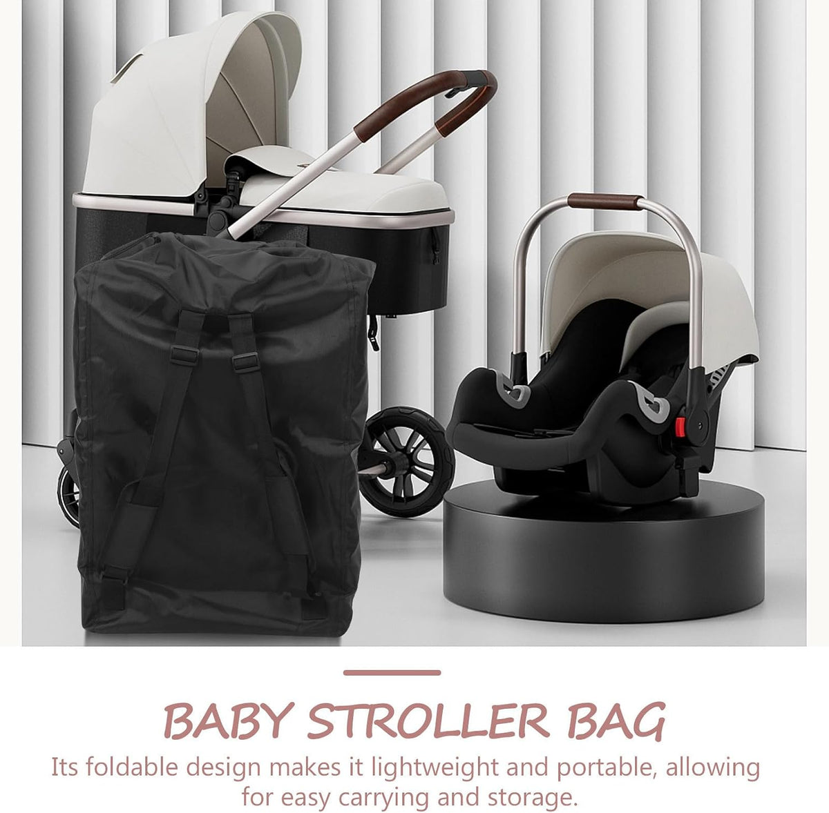 Stroller Travel Bag Backpack for Airplanes and Trains Black Oxford