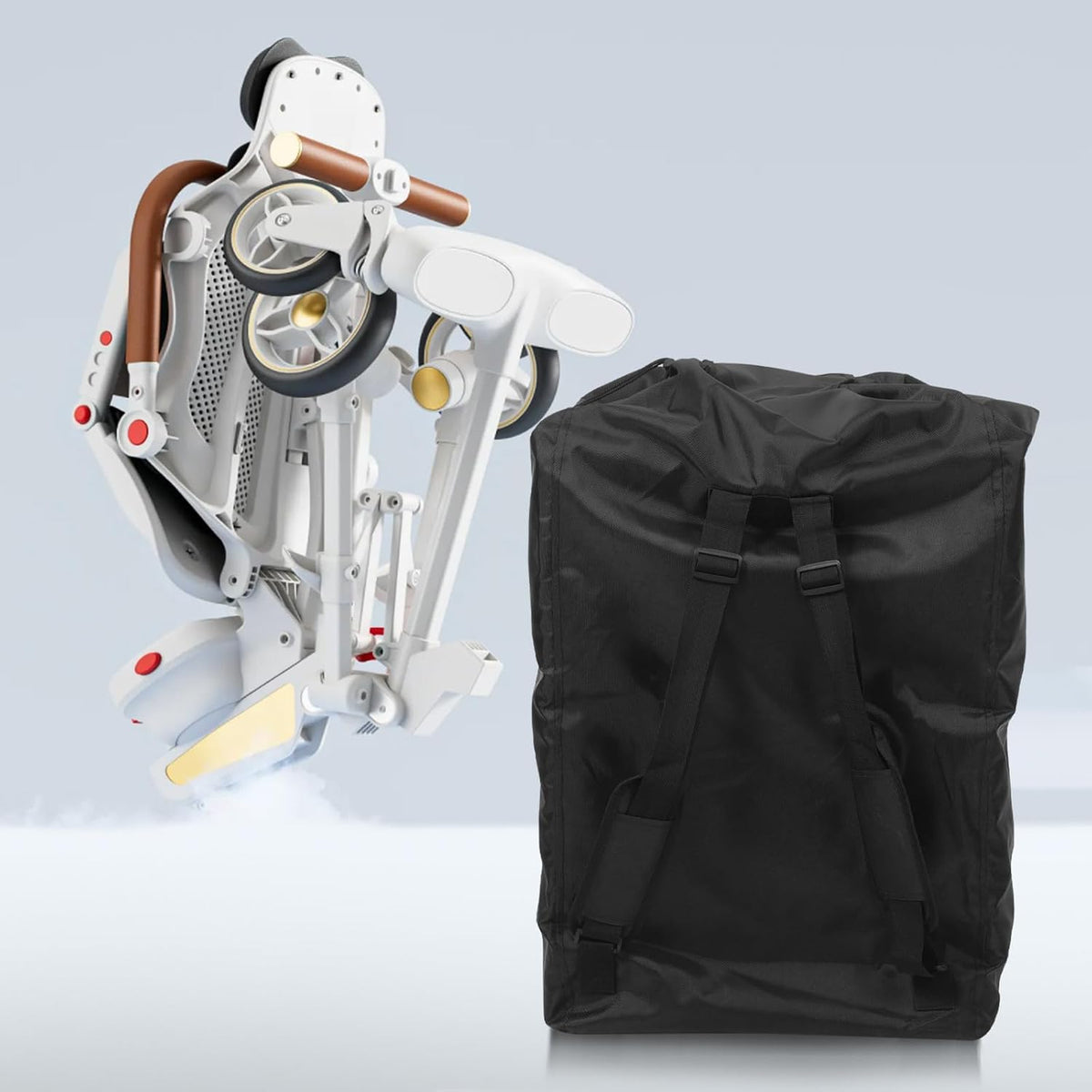 Stroller Travel Bag Backpack for Airplanes and Trains Black Oxford