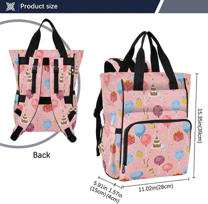 Diaper Bag Backpack, Multifunction Travel Bag for Moms Dads, Baby Changing Bag with Insulted Pockets, Stroller Straps and Side Bottle Pockets Party Celebrating Pattern