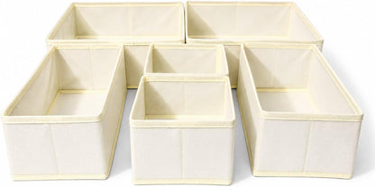 6 Pack Baby Drawer Organizers, Nursery Dresser Drawer Storage Bins, Foldable Fabric Organizers for Baby Clothes, Diapers, Socks, Bibs & Accessories, Beige