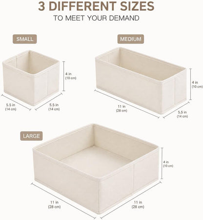6 Pack Baby Drawer Organizers, Nursery Dresser Drawer Storage Bins, Foldable Fabric Organizers for Baby Clothes, Diapers, Socks, Bibs & Accessories, Beige