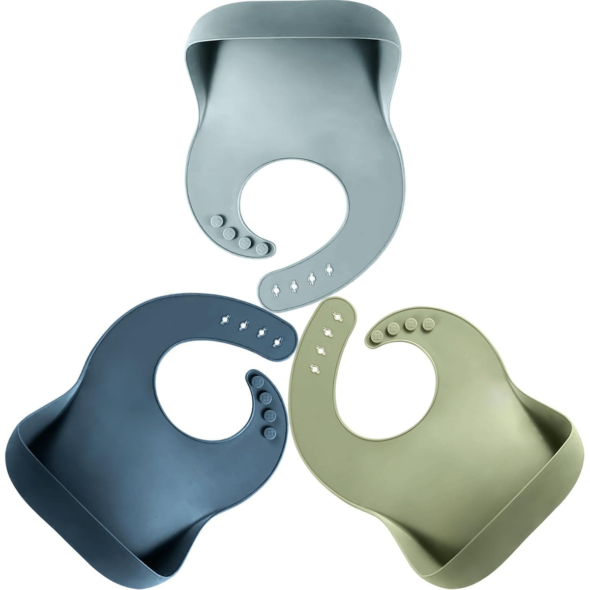 Tiny Marvels Silicone Bibs for Babies with Food Catcher Pocket 3 Pack