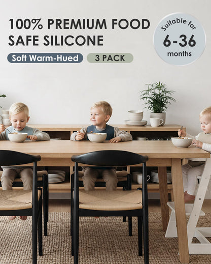 Tiny Marvels Silicone Bibs for Babies with Food Catcher Pocket 3 Pack