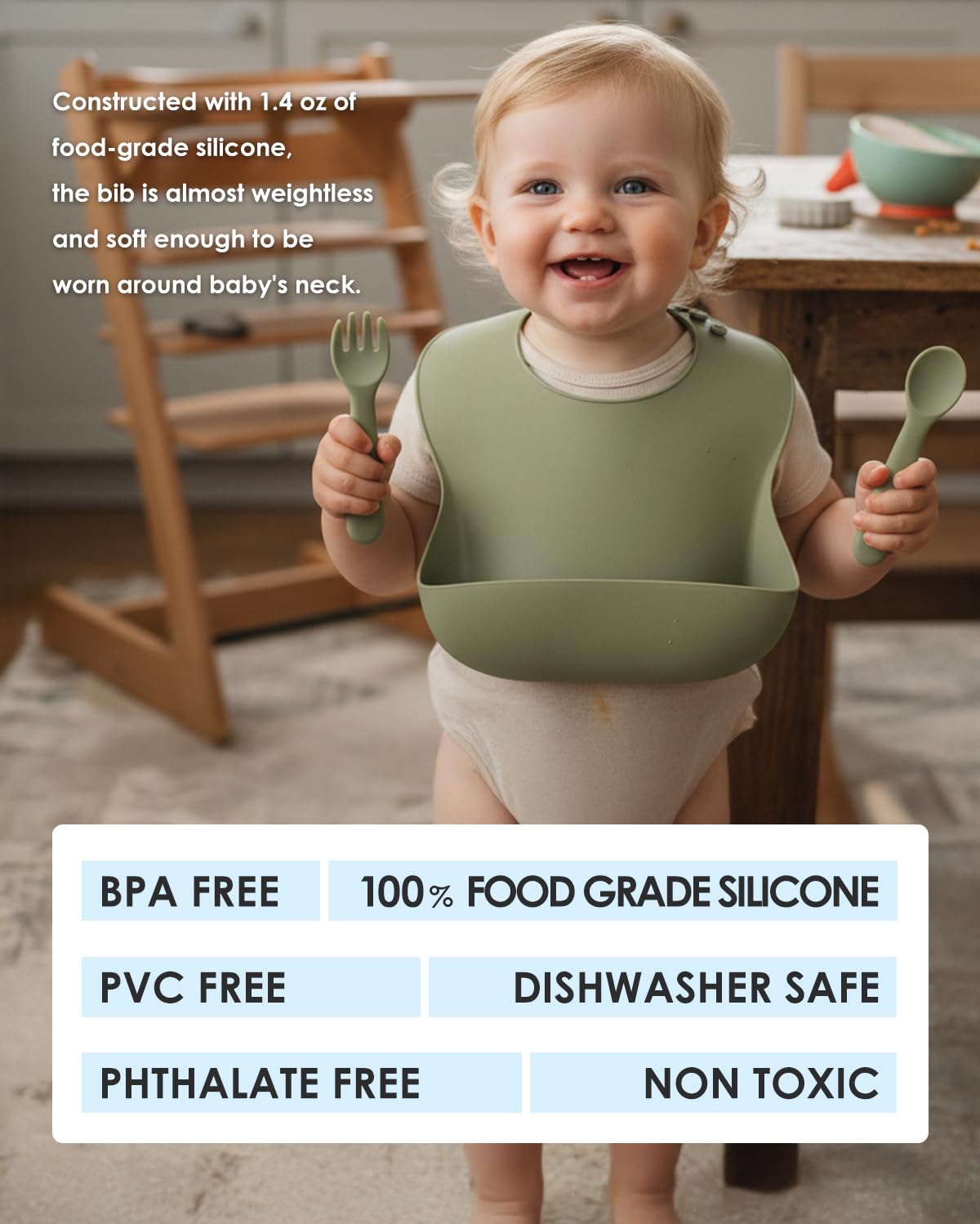 Tiny Marvels Silicone Bibs for Babies with Food Catcher Pocket 3 Pack