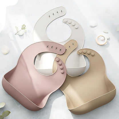 Tiny Marvels Silicone Bibs for Babies with Food Catcher Pocket 3 Pack