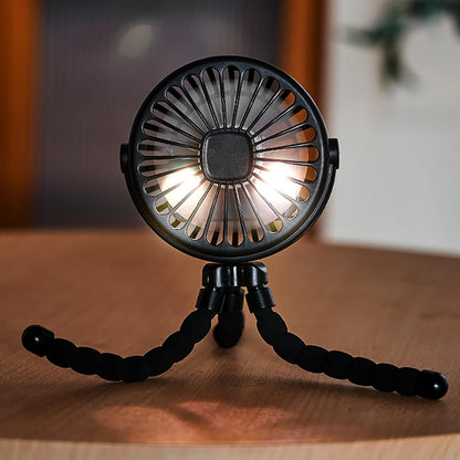Stroller Fan, Flexible Tripod USB Rechargeable for Baby Car Seat (Black)