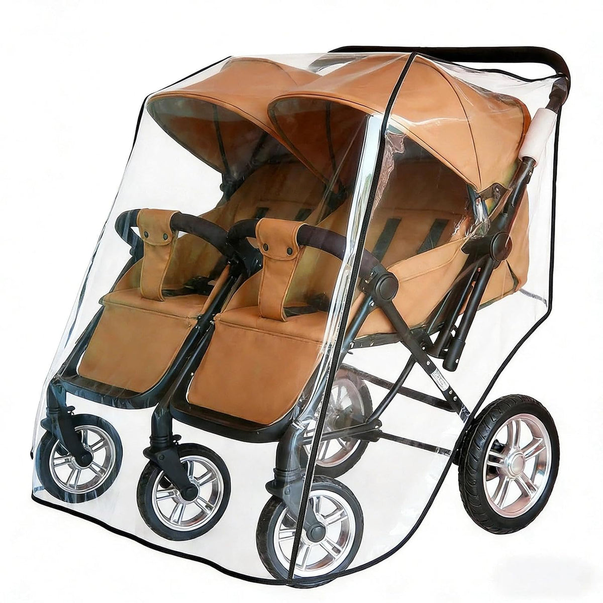 Aligle Twin Stroller Raincoat Universal Size Side By Side Stroller Weather Shield, Baby Rain Cover/Wind Shield