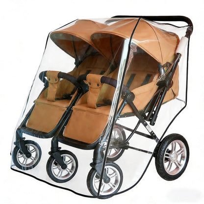 Aligle Twin Stroller Raincoat Universal Size Side By Side Stroller Weather Shield, Baby Rain Cover/Wind Shield