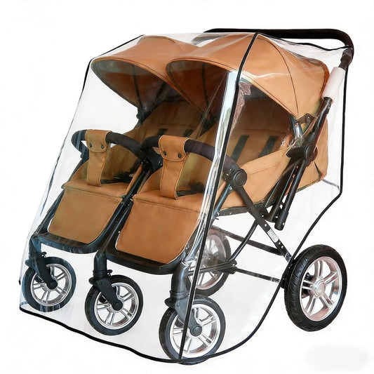 Aligle Twin Stroller Raincoat Universal Size Side By Side Stroller Weather Shield, Baby Rain Cover/Wind Shield