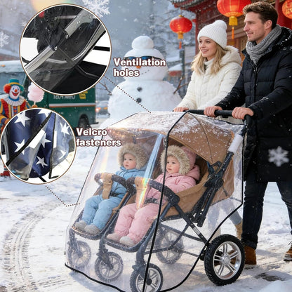 Aligle Twin Stroller Raincoat Universal Size Side By Side Stroller Weather Shield, Baby Rain Cover/Wind Shield
