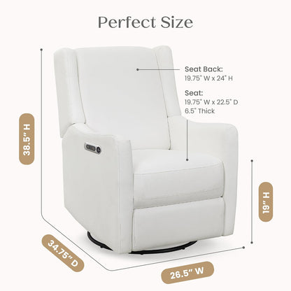 Mercer Electronic Power Recliner and Swivel Glider with USB Port in LiveSmart Performance Fabric - Water Repellent & Stain Resistant, Pearl