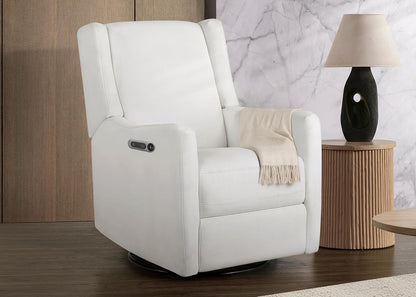 Mercer Electronic Power Recliner and Swivel Glider with USB Port in LiveSmart Performance Fabric - Water Repellent & Stain Resistant, Pearl