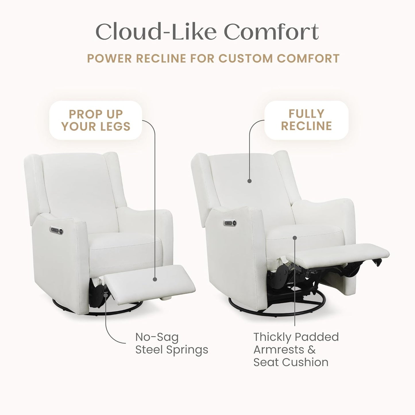 Mercer Electronic Power Recliner and Swivel Glider with USB Port in LiveSmart Performance Fabric - Water Repellent & Stain Resistant, Pearl