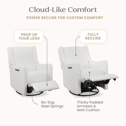 Mercer Electronic Power Recliner and Swivel Glider with USB Port in LiveSmart Performance Fabric - Water Repellent & Stain Resistant, Pearl