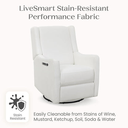 Mercer Electronic Power Recliner and Swivel Glider with USB Port in LiveSmart Performance Fabric - Water Repellent & Stain Resistant, Pearl