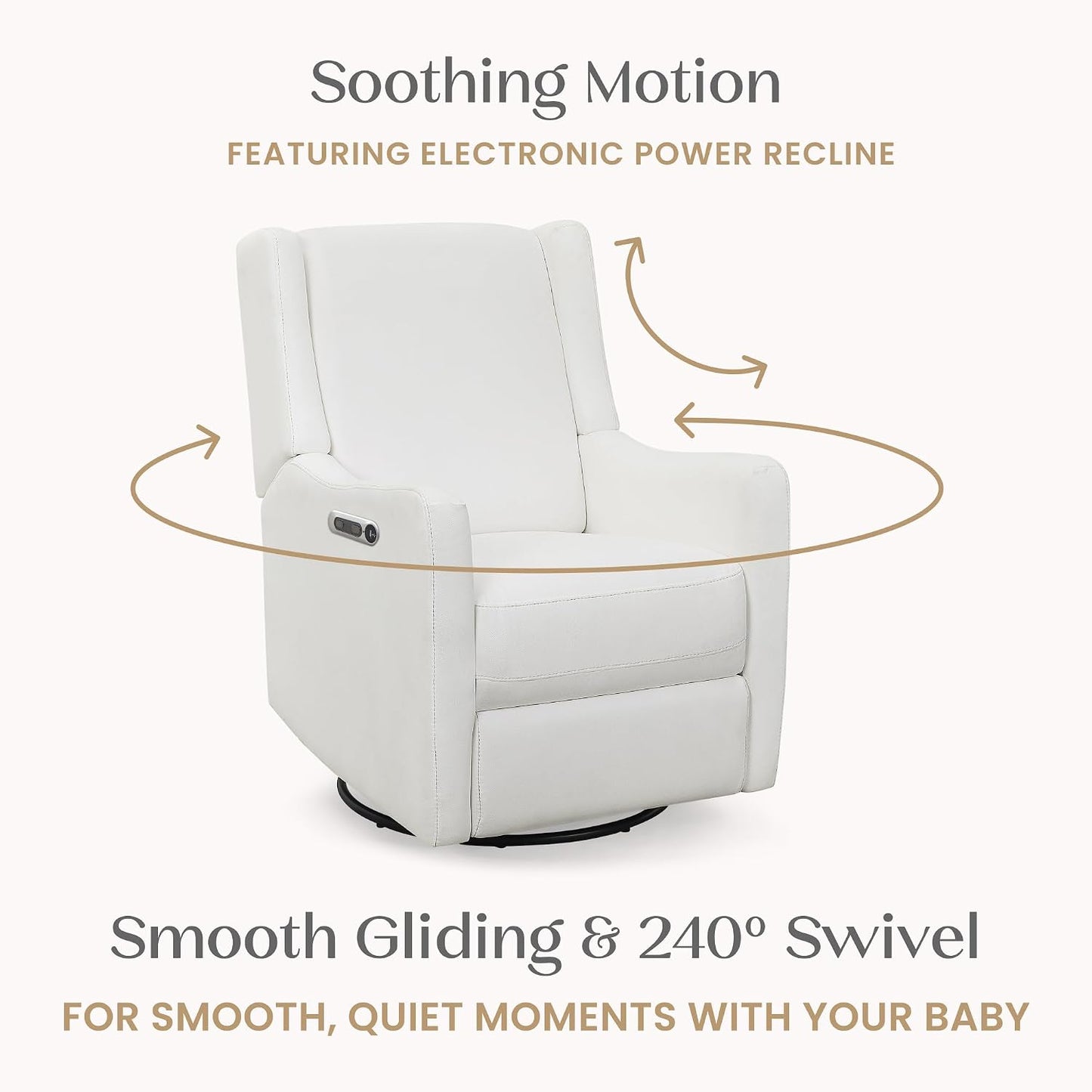 Mercer Electronic Power Recliner and Swivel Glider with USB Port in LiveSmart Performance Fabric - Water Repellent & Stain Resistant, Pearl