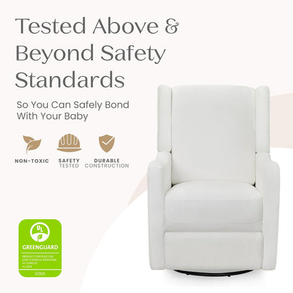 Mercer Electronic Power Recliner and Swivel Glider with USB Port in LiveSmart Performance Fabric - Water Repellent & Stain Resistant, Pearl