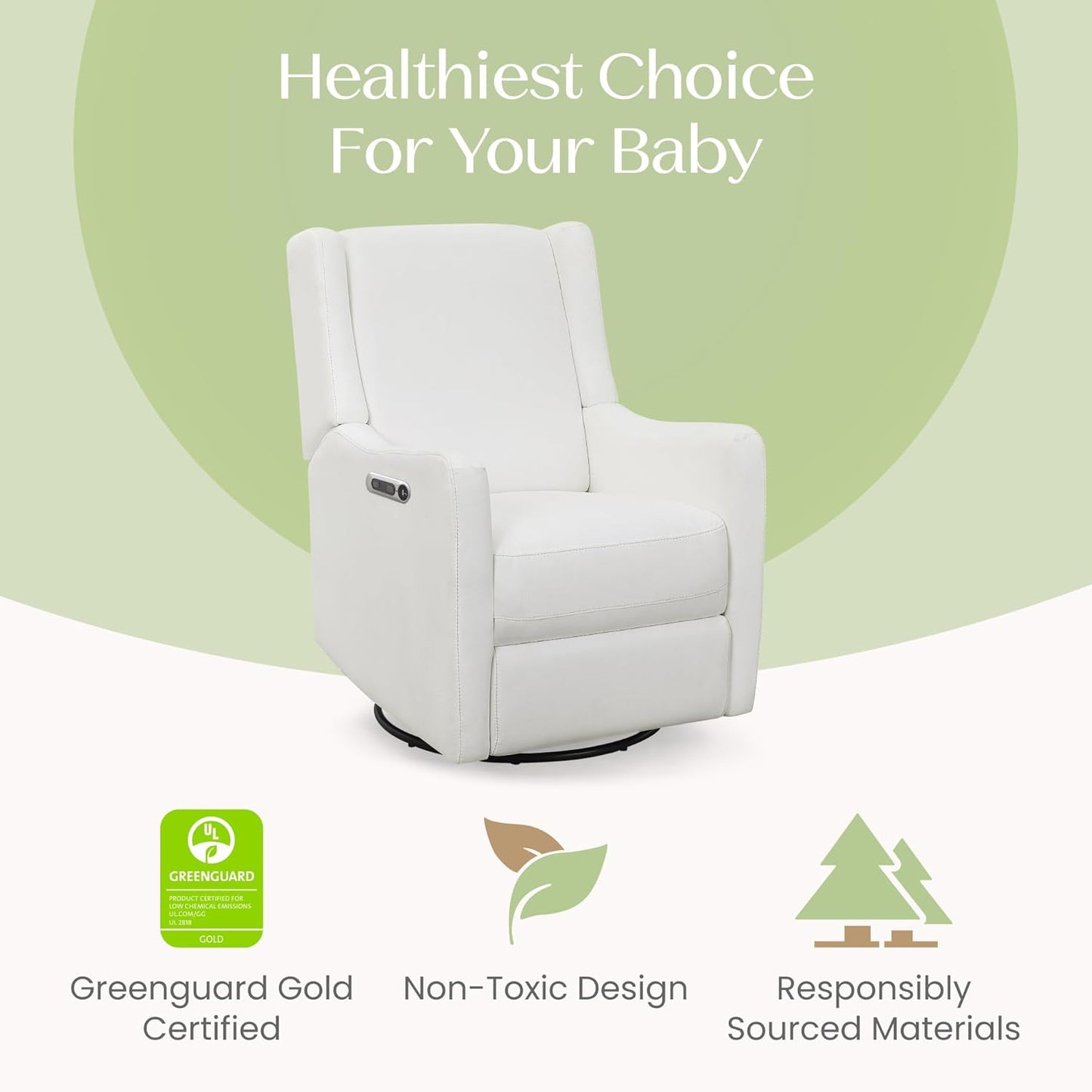 Mercer Electronic Power Recliner and Swivel Glider with USB Port in LiveSmart Performance Fabric - Water Repellent & Stain Resistant, Pearl