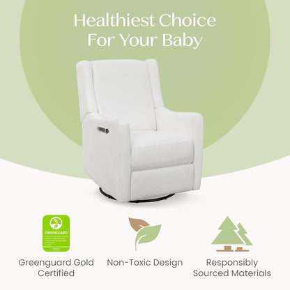 Mercer Electronic Power Recliner and Swivel Glider with USB Port in LiveSmart Performance Fabric - Water Repellent & Stain Resistant, Pearl