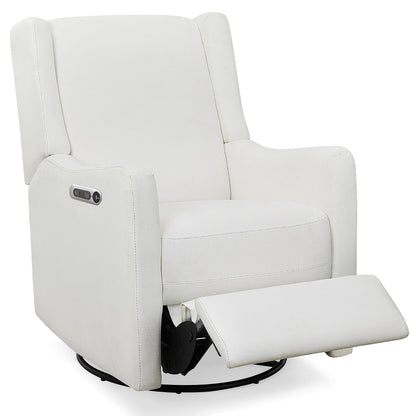 Mercer Electronic Power Recliner and Swivel Glider with USB Port in LiveSmart Performance Fabric - Water Repellent & Stain Resistant, Pearl