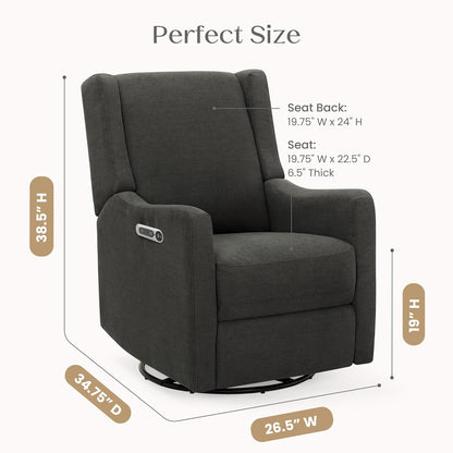 Mercer Electronic Power Recliner and Swivel Glider with USB Port in LiveSmart Performance Fabric - Water Repellent & Stain Resistant, Pearl