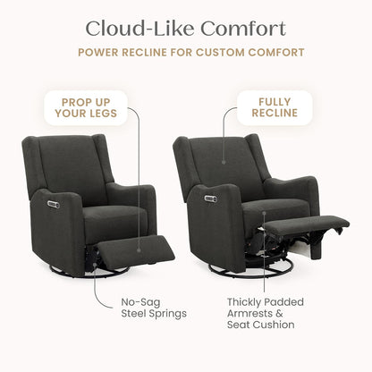 Mercer Electronic Power Recliner and Swivel Glider with USB Port in LiveSmart Performance Fabric - Water Repellent & Stain Resistant, Pearl