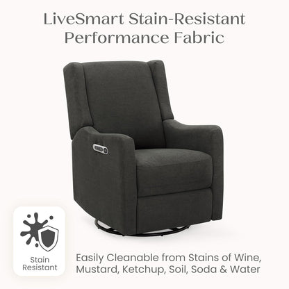 Mercer Electronic Power Recliner and Swivel Glider with USB Port in LiveSmart Performance Fabric - Water Repellent & Stain Resistant, Pearl
