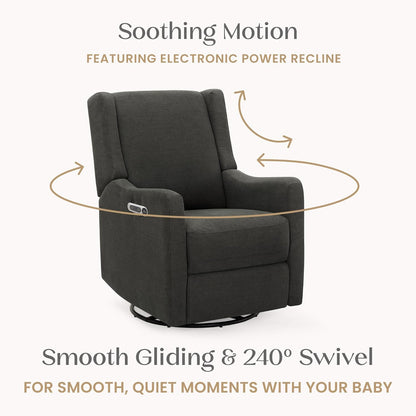Mercer Electronic Power Recliner and Swivel Glider with USB Port in LiveSmart Performance Fabric - Water Repellent & Stain Resistant, Pearl