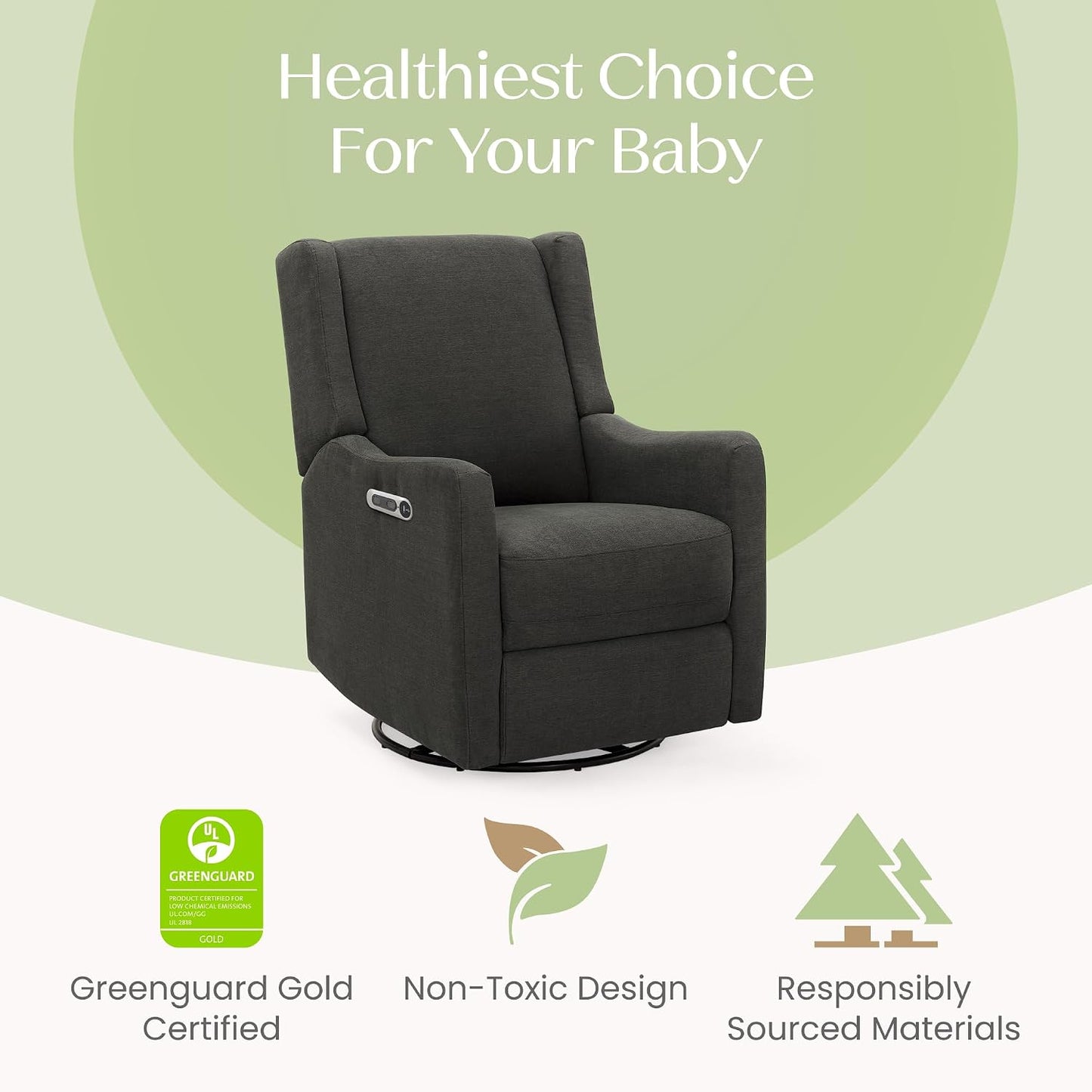 Mercer Electronic Power Recliner and Swivel Glider with USB Port in LiveSmart Performance Fabric - Water Repellent & Stain Resistant, Pearl