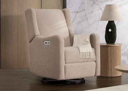 Mercer Electronic Power Recliner and Swivel Glider with USB Port in LiveSmart Performance Fabric - Water Repellent & Stain Resistant, Pearl
