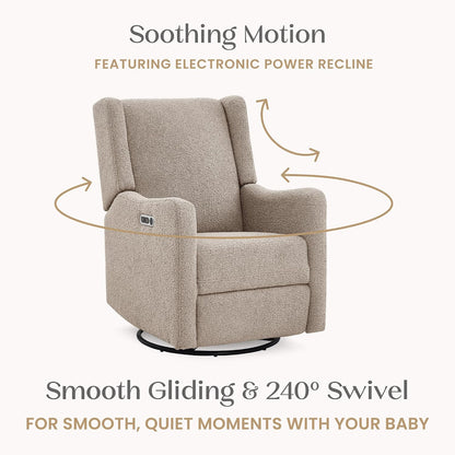 Mercer Electronic Power Recliner and Swivel Glider with USB Port in LiveSmart Performance Fabric - Water Repellent & Stain Resistant, Pearl