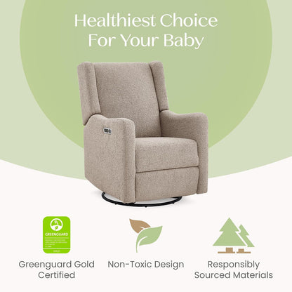Mercer Electronic Power Recliner and Swivel Glider with USB Port in LiveSmart Performance Fabric - Water Repellent & Stain Resistant, Pearl