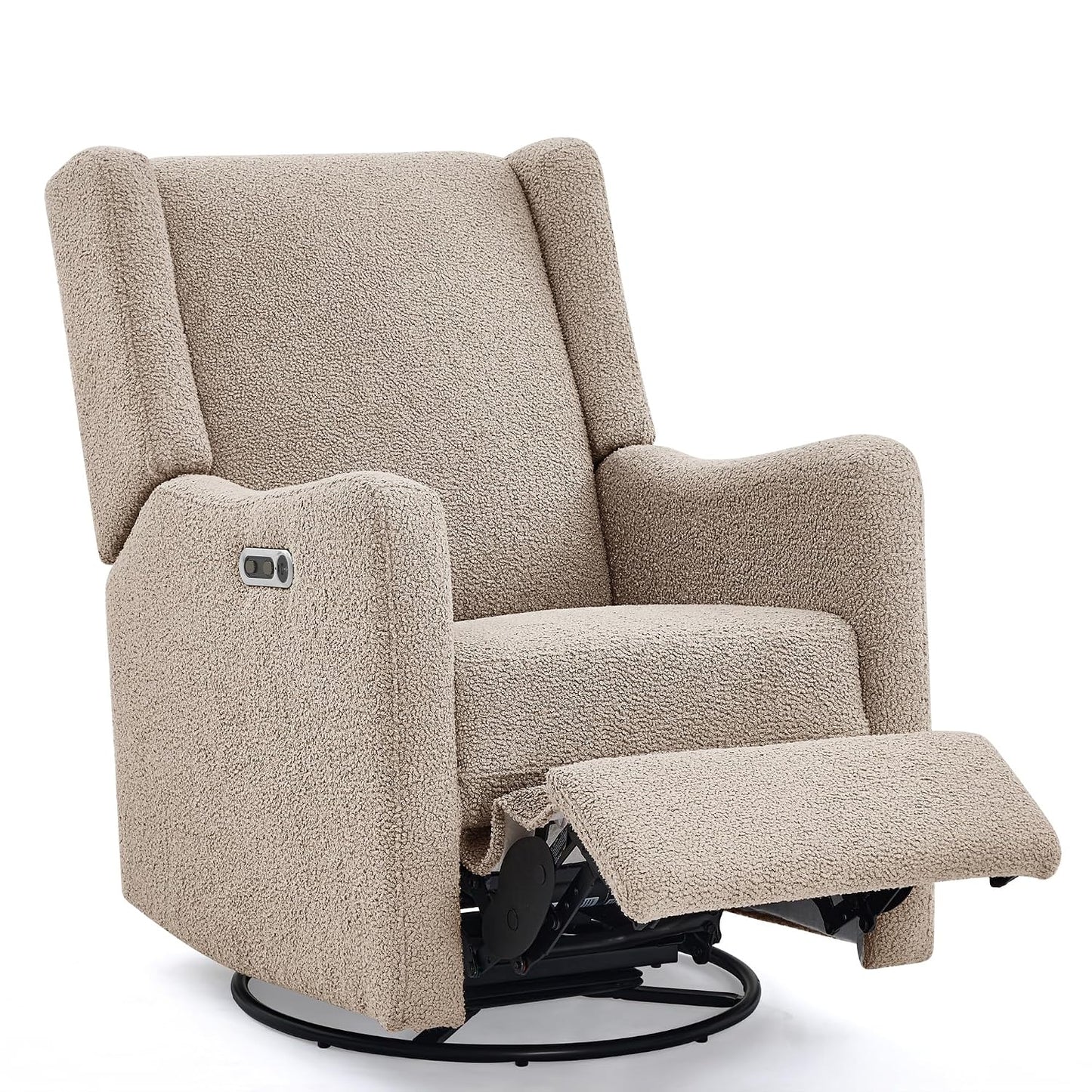 Mercer Electronic Power Recliner and Swivel Glider with USB Port in LiveSmart Performance Fabric - Water Repellent & Stain Resistant, Pearl