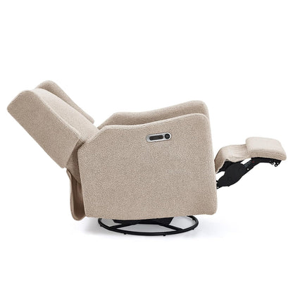 Mercer Electronic Power Recliner and Swivel Glider with USB Port in LiveSmart Performance Fabric - Water Repellent & Stain Resistant, Pearl