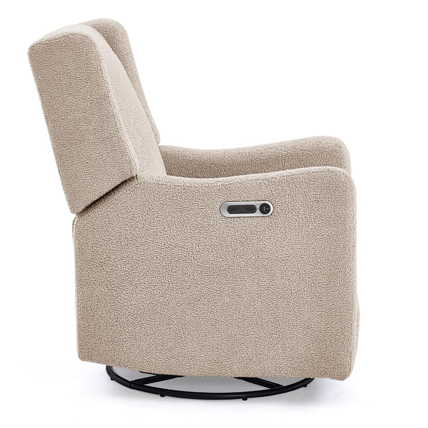 Mercer Electronic Power Recliner and Swivel Glider with USB Port in LiveSmart Performance Fabric - Water Repellent & Stain Resistant, Pearl