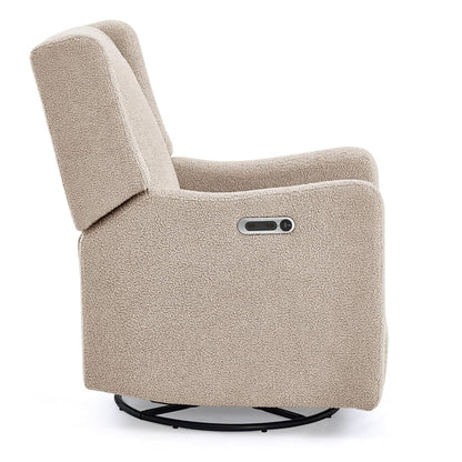 Mercer Electronic Power Recliner and Swivel Glider with USB Port in LiveSmart Performance Fabric - Water Repellent & Stain Resistant, Pearl