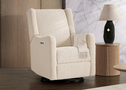 Mercer Electronic Power Recliner and Swivel Glider with USB Port in LiveSmart Performance Fabric - Water Repellent & Stain Resistant, Pearl