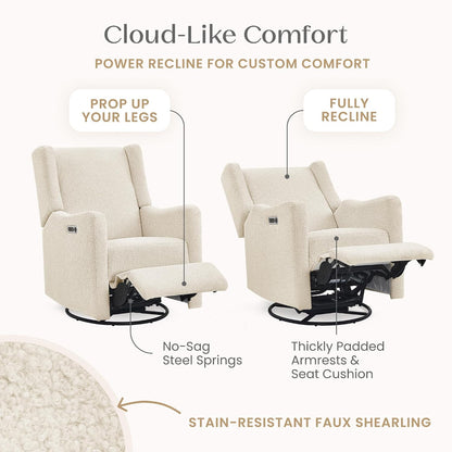 Mercer Electronic Power Recliner and Swivel Glider with USB Port in LiveSmart Performance Fabric - Water Repellent & Stain Resistant, Pearl