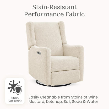 Mercer Electronic Power Recliner and Swivel Glider with USB Port in LiveSmart Performance Fabric - Water Repellent & Stain Resistant, Pearl