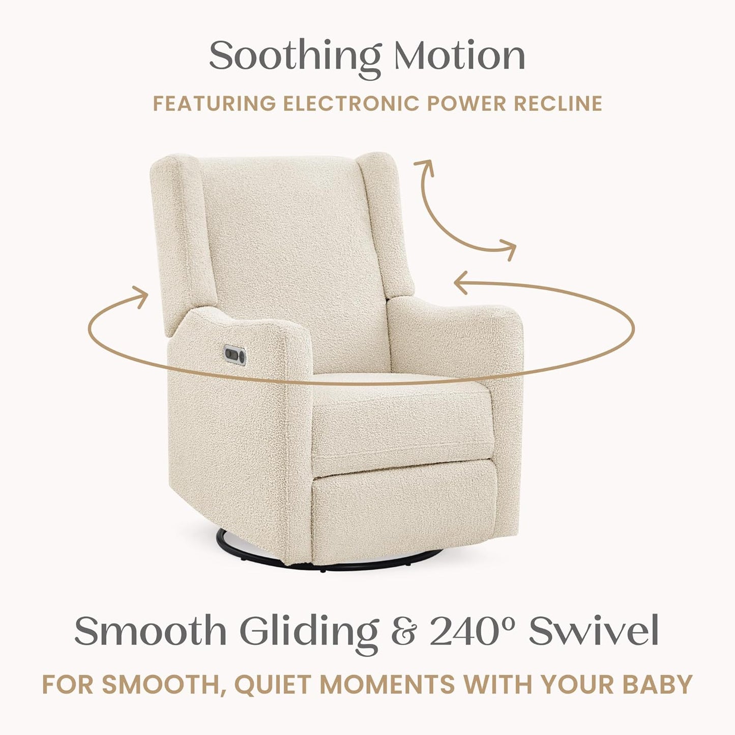 Mercer Electronic Power Recliner and Swivel Glider with USB Port in LiveSmart Performance Fabric - Water Repellent & Stain Resistant, Pearl