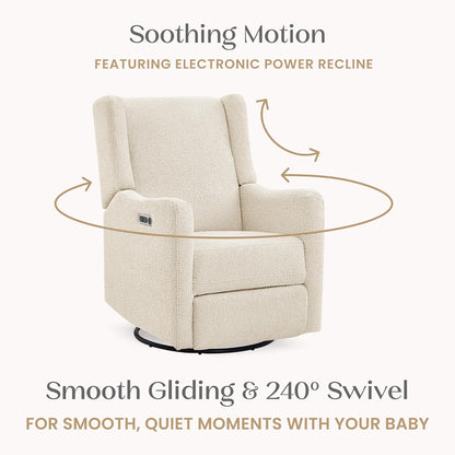 Mercer Electronic Power Recliner and Swivel Glider with USB Port in LiveSmart Performance Fabric - Water Repellent & Stain Resistant, Pearl