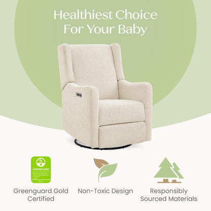 Mercer Electronic Power Recliner and Swivel Glider with USB Port in LiveSmart Performance Fabric - Water Repellent & Stain Resistant, Pearl