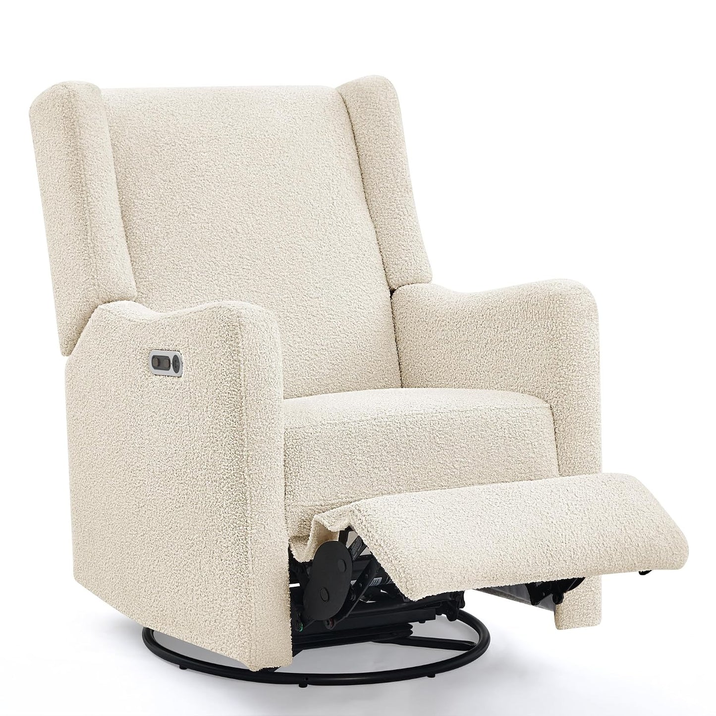 Mercer Electronic Power Recliner and Swivel Glider with USB Port in LiveSmart Performance Fabric - Water Repellent & Stain Resistant, Pearl